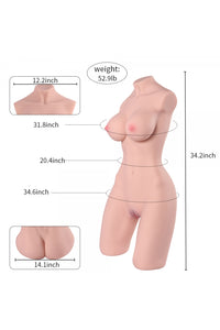 Lifesize Half Body Sex Doll with Vagina Auns and Breast, Realistic Silicone Sex Doll