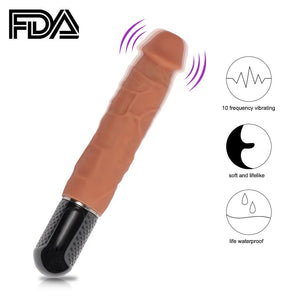 10 Frequency 2 IN 1 Electric Vibrating Dildo - Flesh