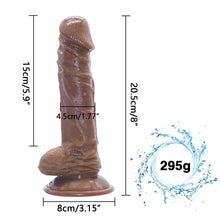 Load image into Gallery viewer, Black Long Lifelike Dildo 8.27in