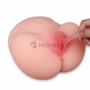 Dubbele functies anaal- en vaginapop met frisse roze schaamlippen - Annie
